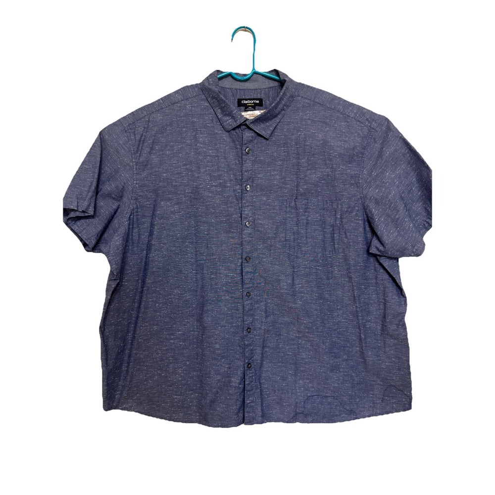 Claiborne Mens Blue  Short Sleeve Button‎ Up Polo Shirt 4XL